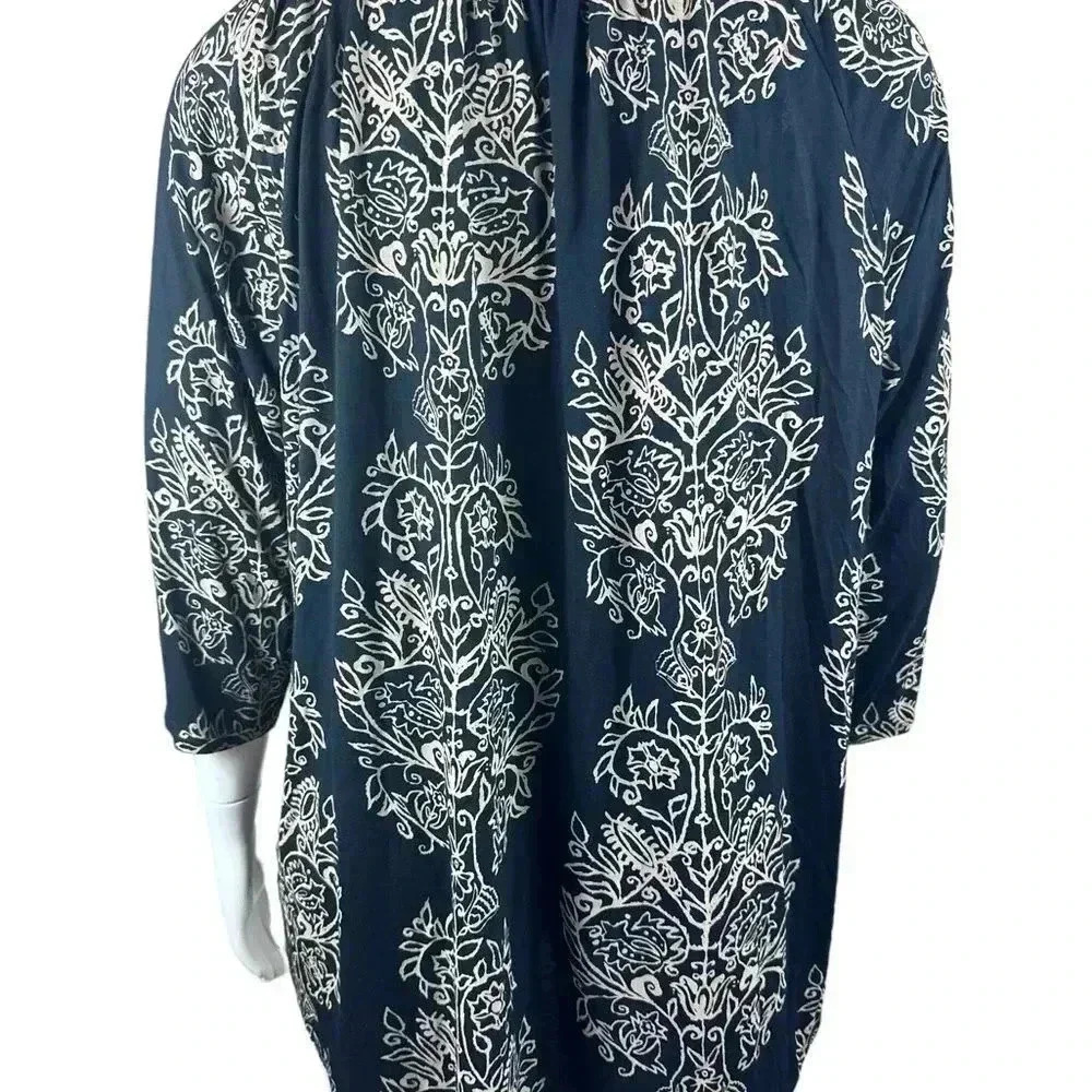 Lucky Brand black long sleeve top with cream boho print size 2X - Picture 4 of 9